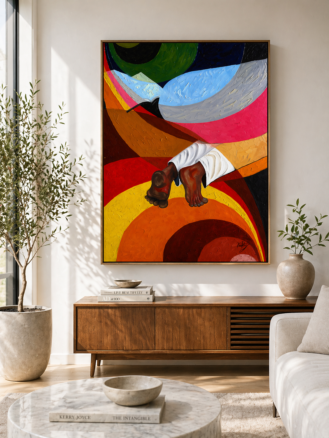 Pintura a óleo no quadro