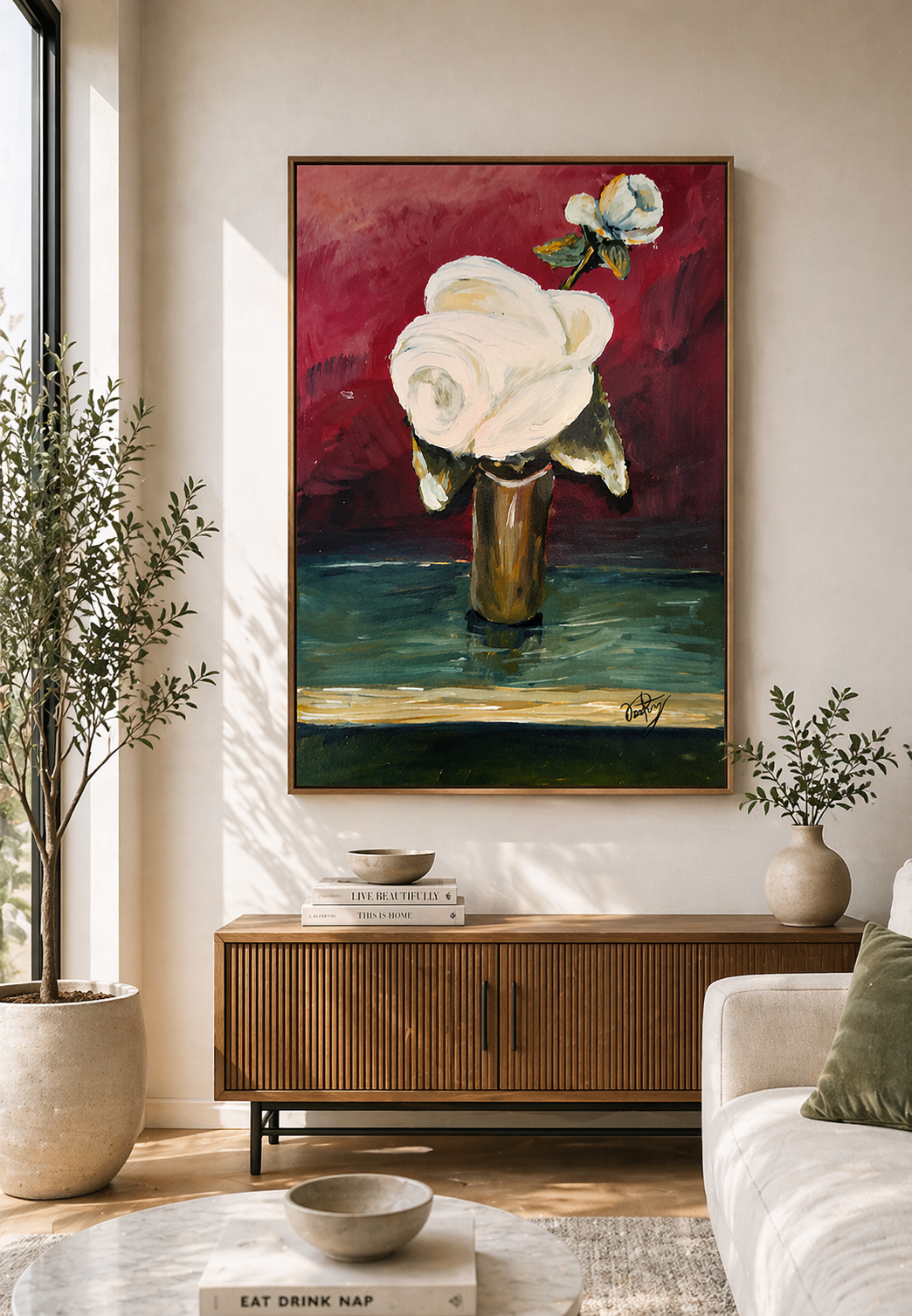 Pintura a óleo no quadro