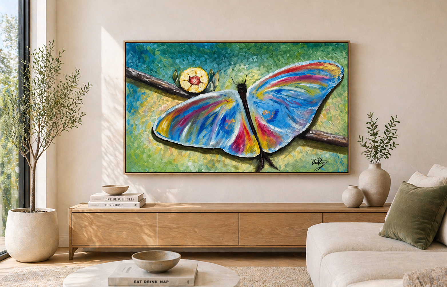 Pintura a óleo no quadro