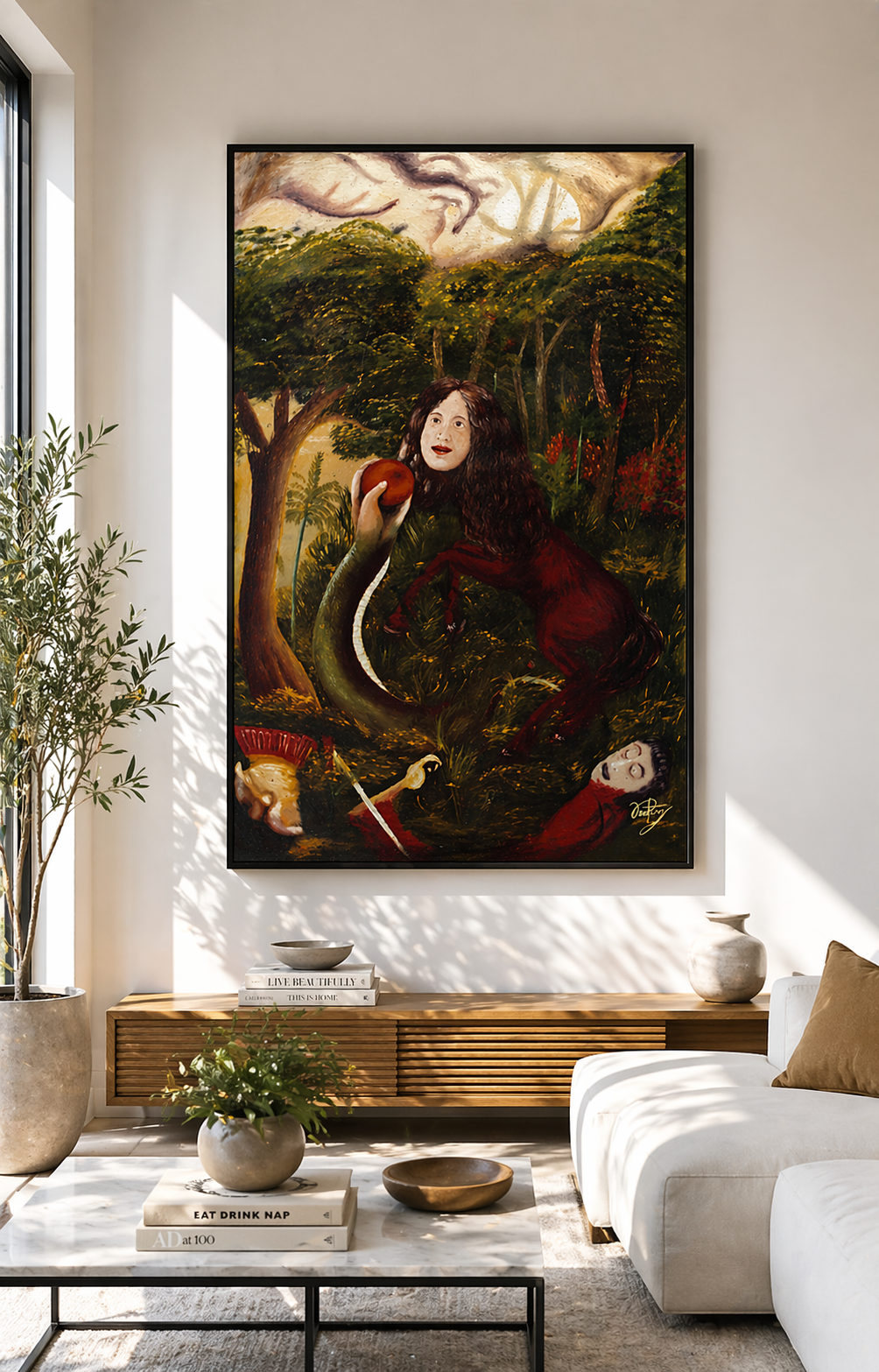 Pintura a óleo no quadro
