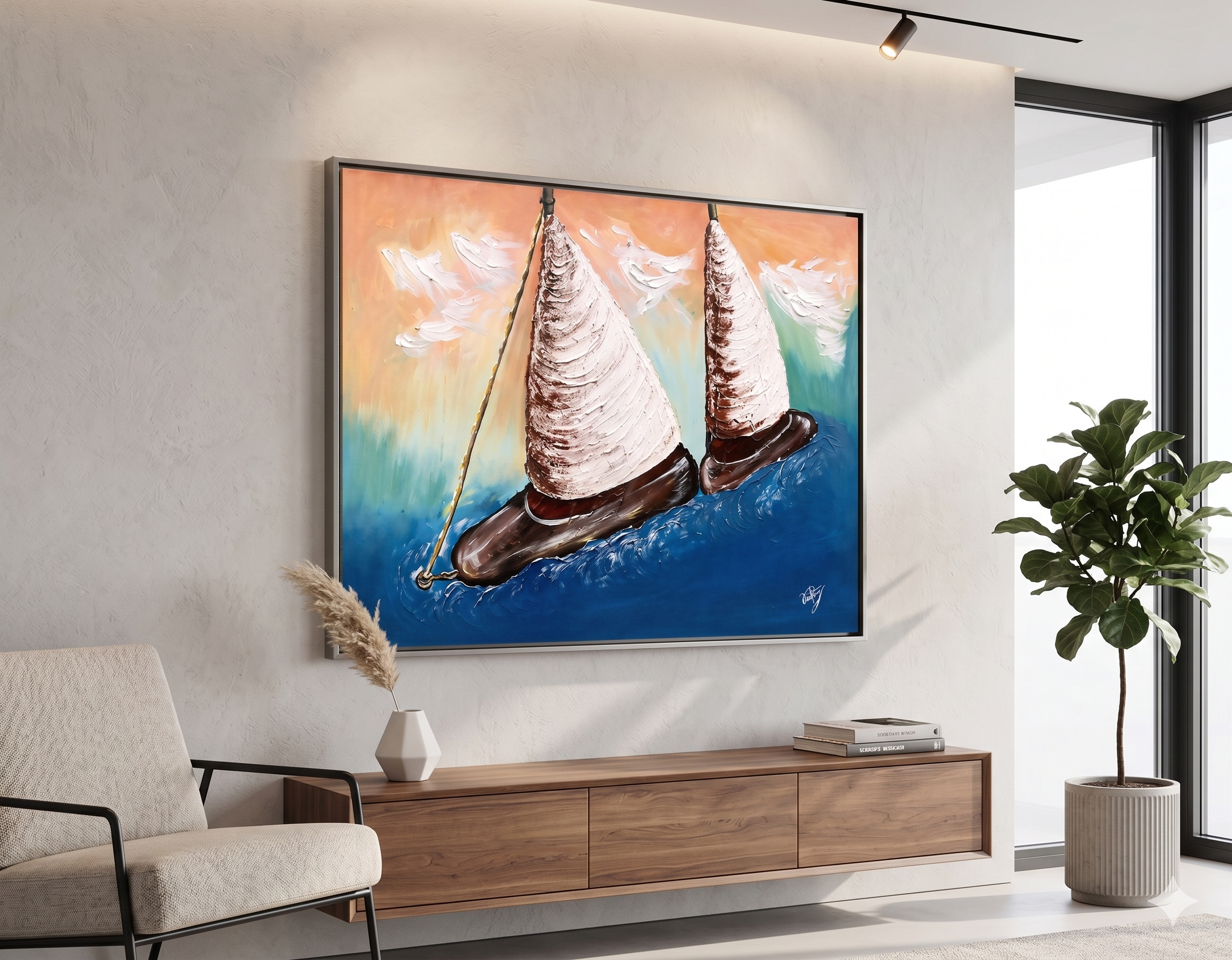 Pintura a óleo no quadro
