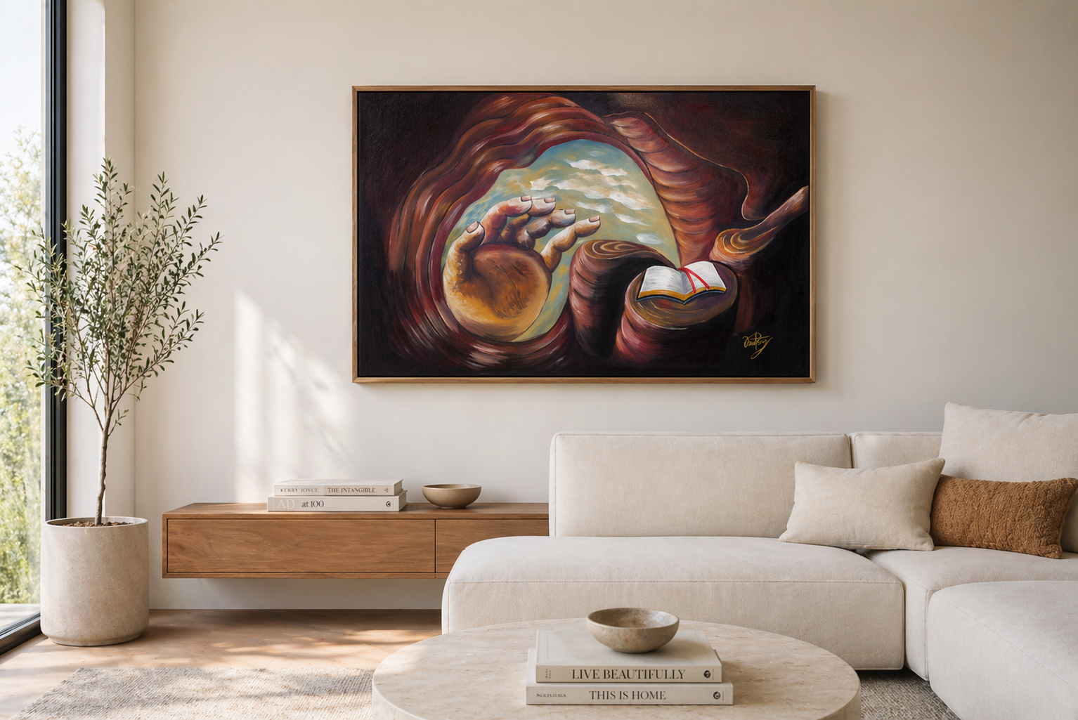 Pintura a óleo no quadro