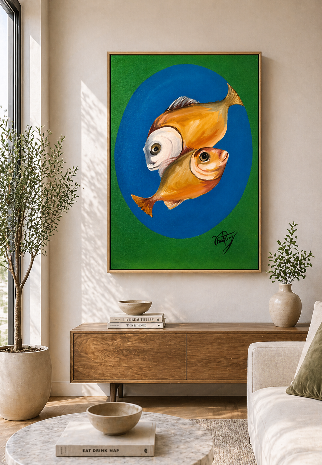 Pintura a óleo no quadro