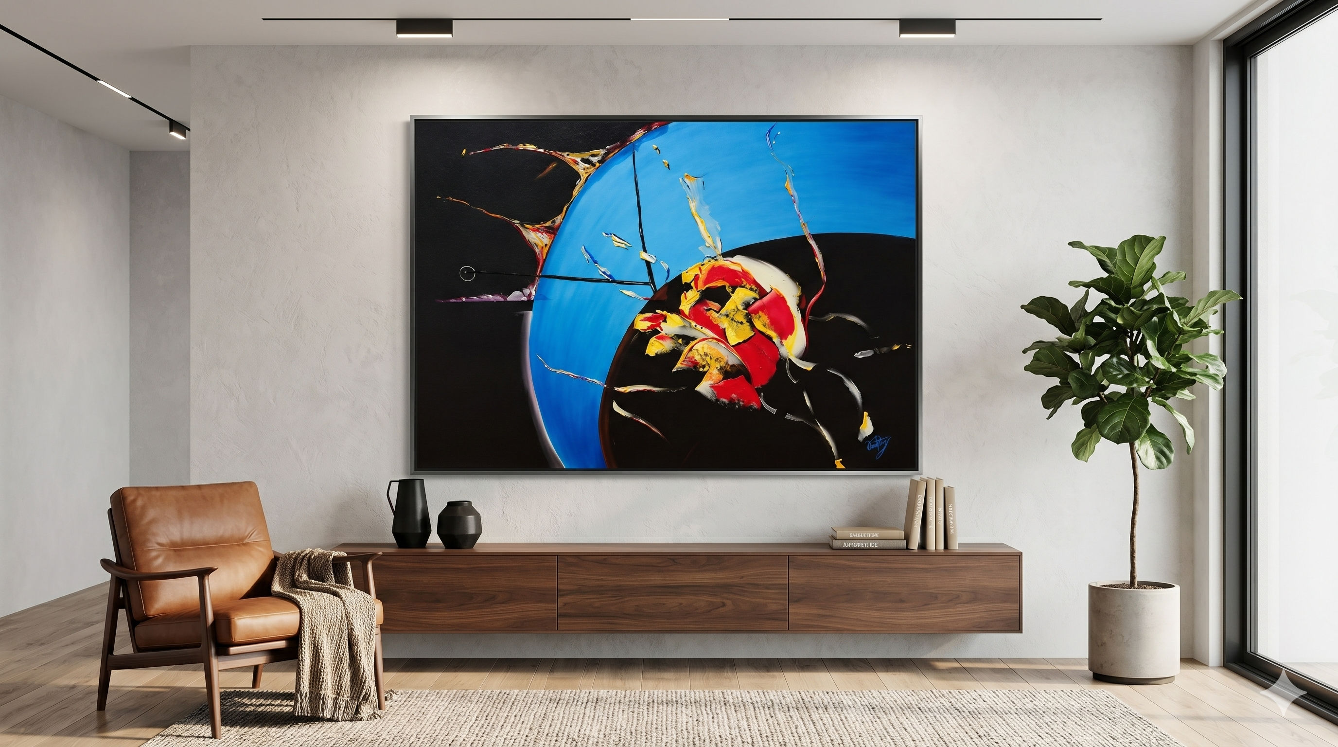 Pintura a óleo no quadro