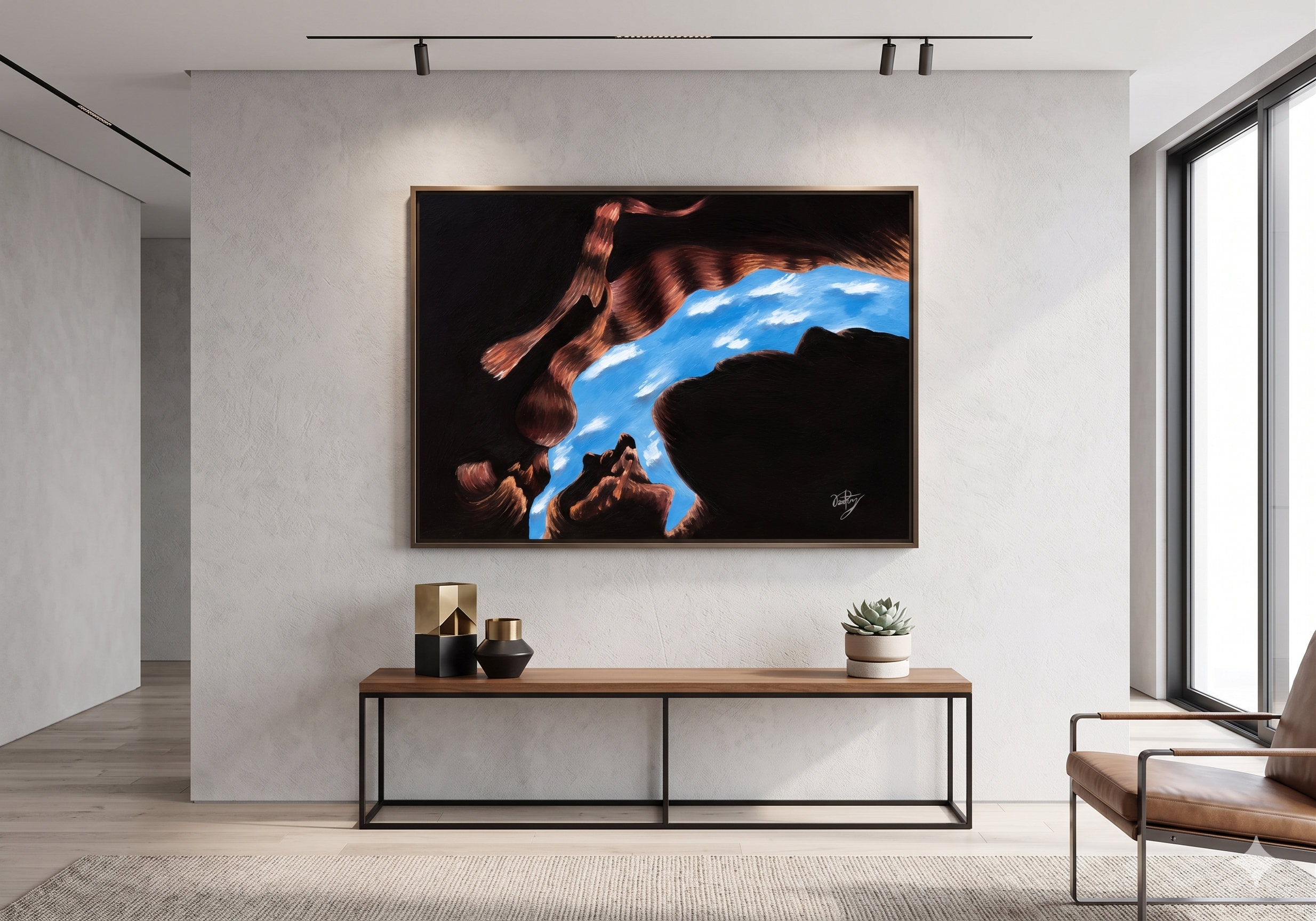 Pintura a óleo no quadro