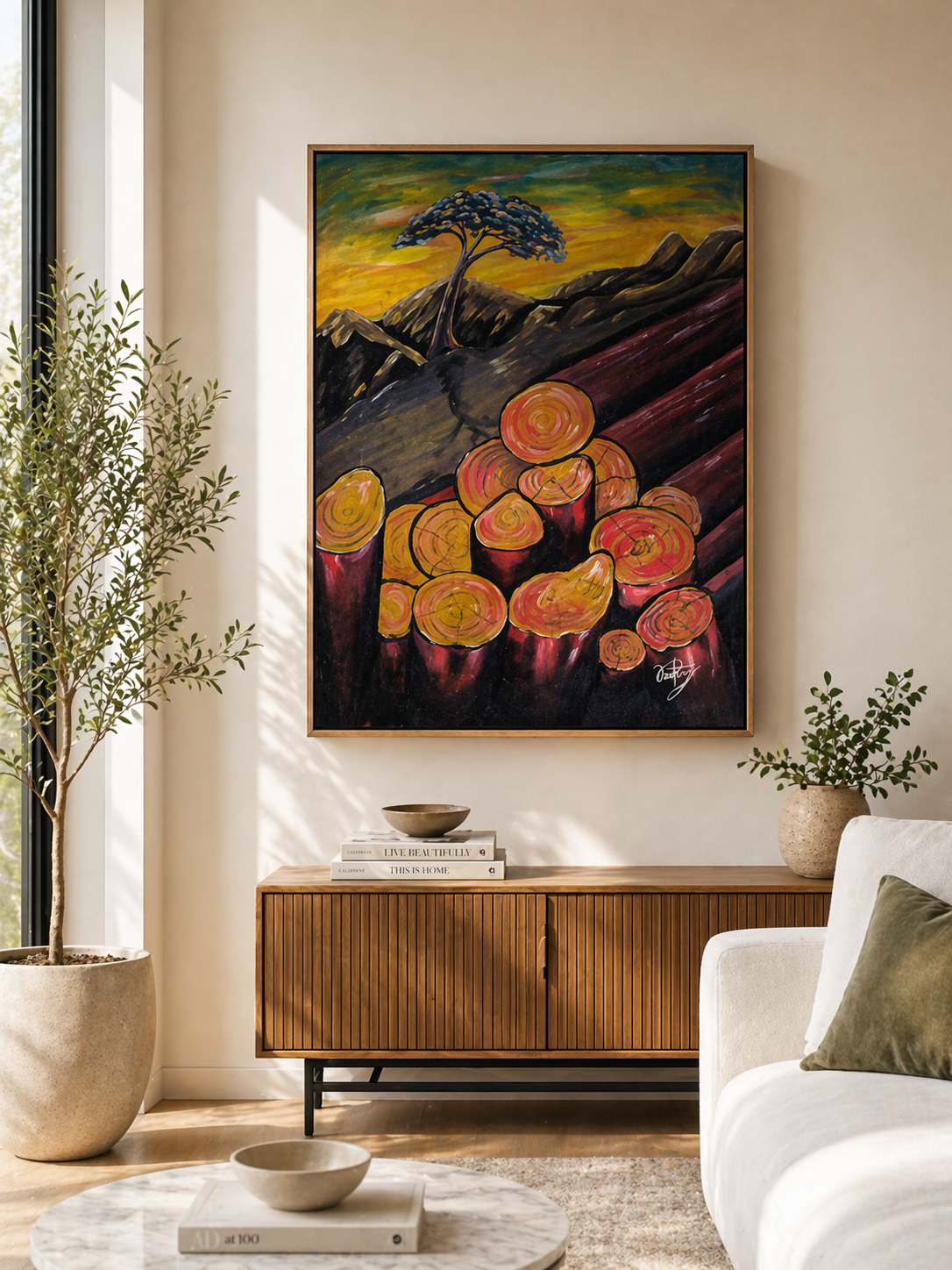 Pintura a óleo no quadro